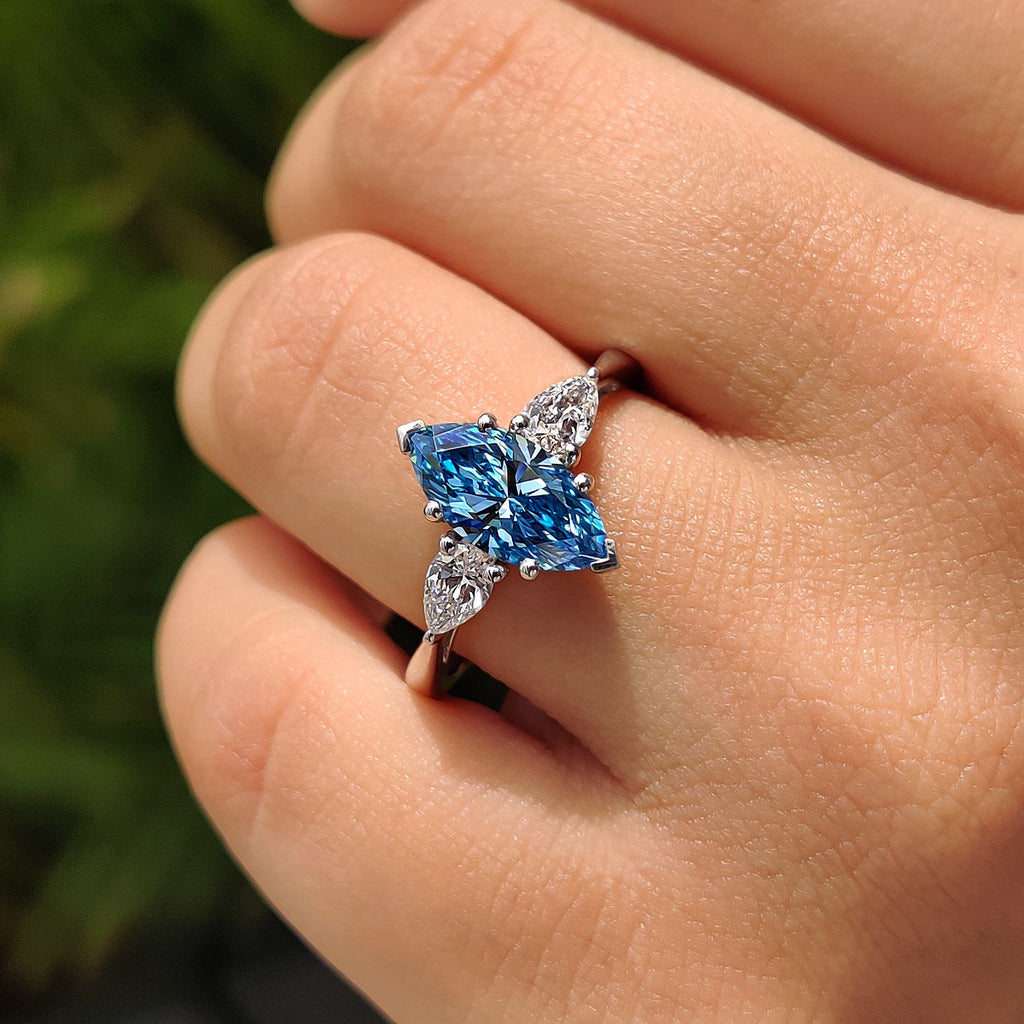 3 Stone Marquise Cut Diamond Engagement Ring