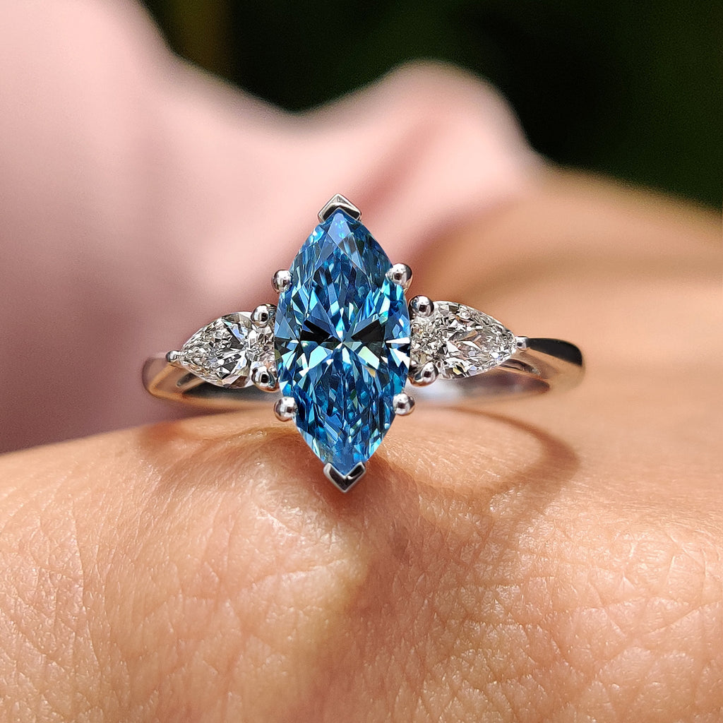 3 Stone Marquise Cut Diamond Engagement Ring
