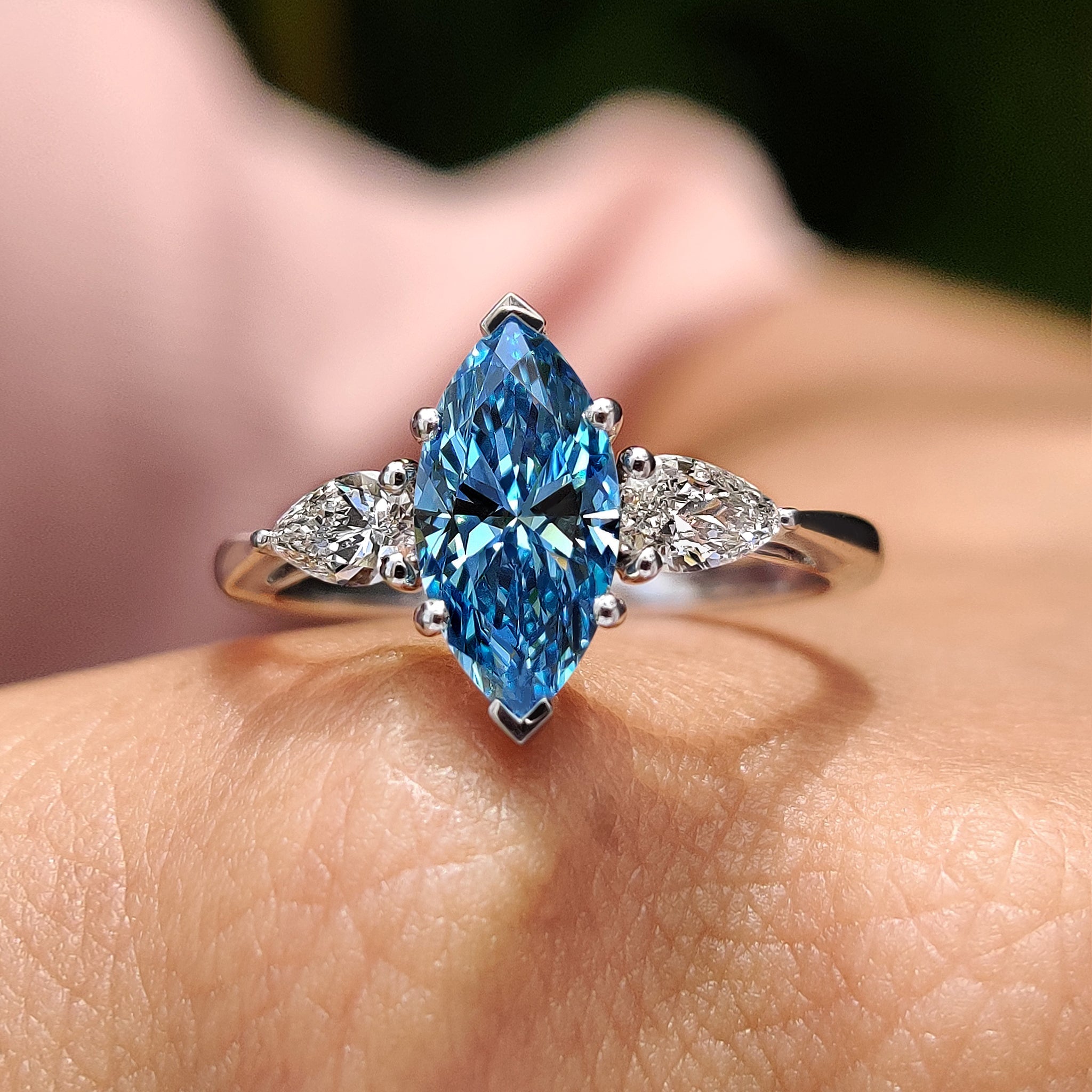 3 Stone Marquise Cut Diamond Engagement Ring