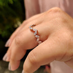Marquise Diamond Wedding Band In Zig Zag Style