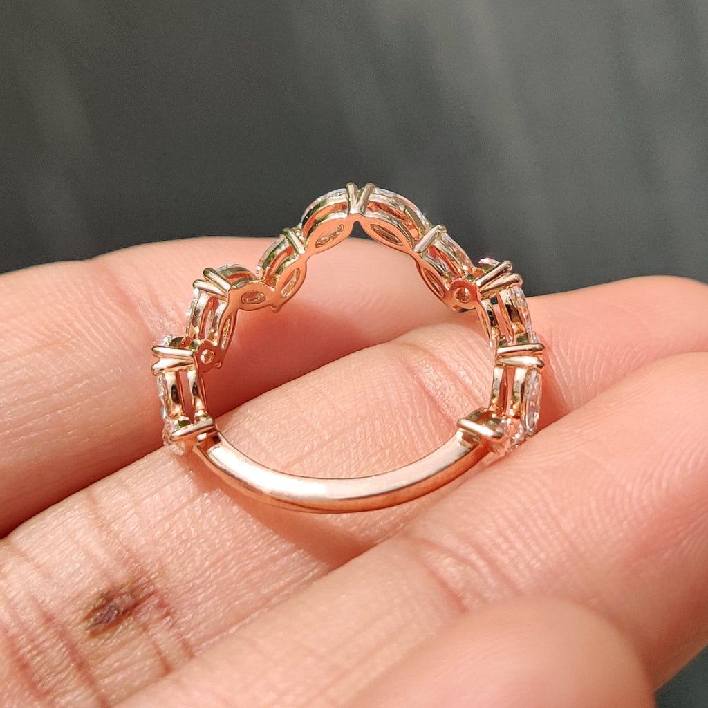 Marquise Diamond Wedding Band In Zig Zag Style