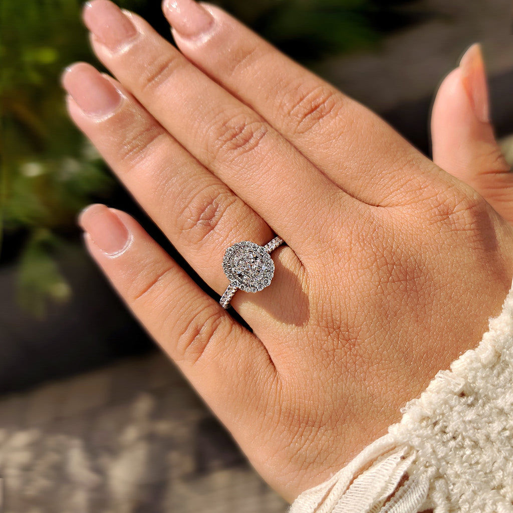 Cushion Halo Engagement Ring With Pave Setting Design