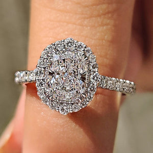 Cushion Halo Engagement Ring With Pave Setting Design