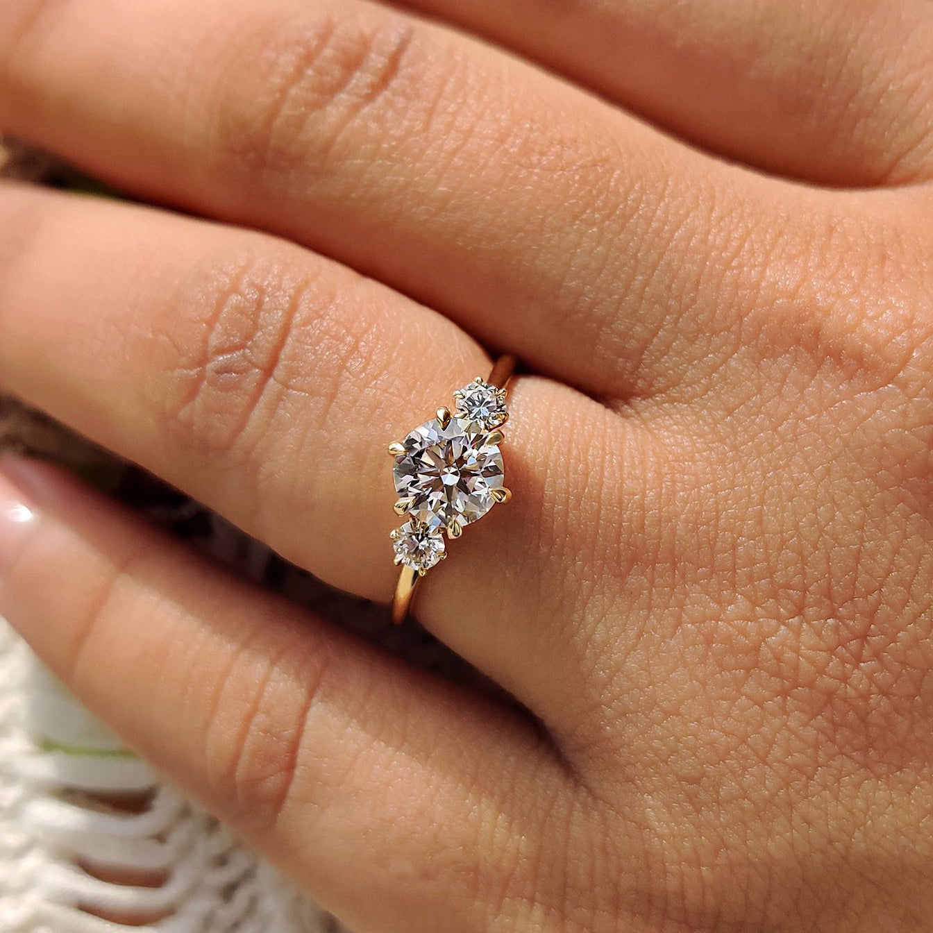 Round Cut Diamond Ring In 3 Stone Style Main image
