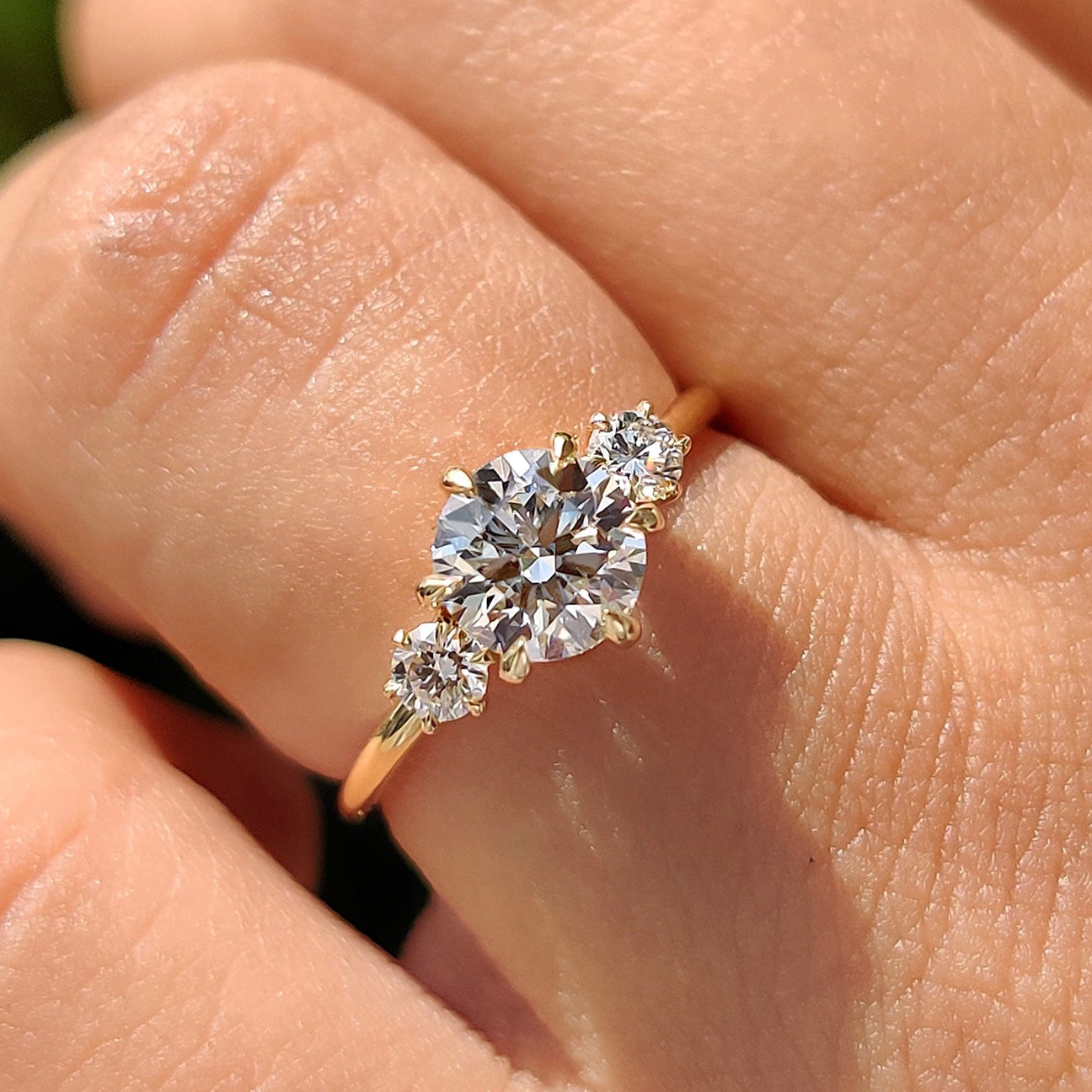 Round Cut 3 Stone Double Prong Engagement Ring Main image
