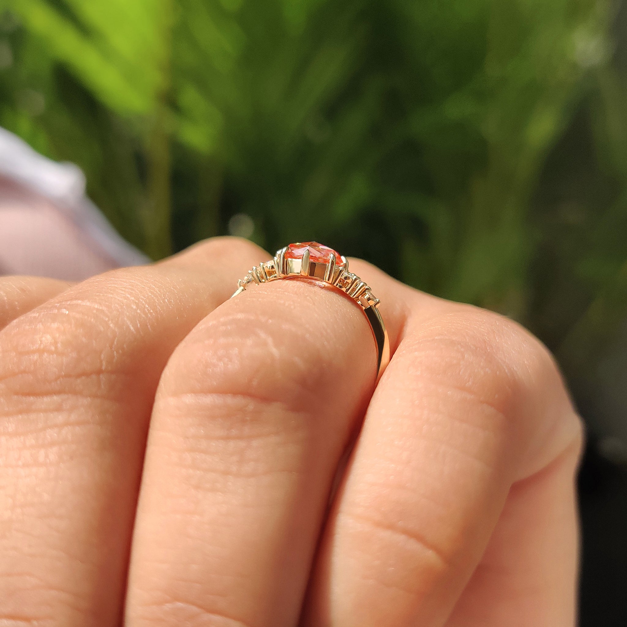 Rose Cut Pink Diamond Engagement Ring With Muse Setting