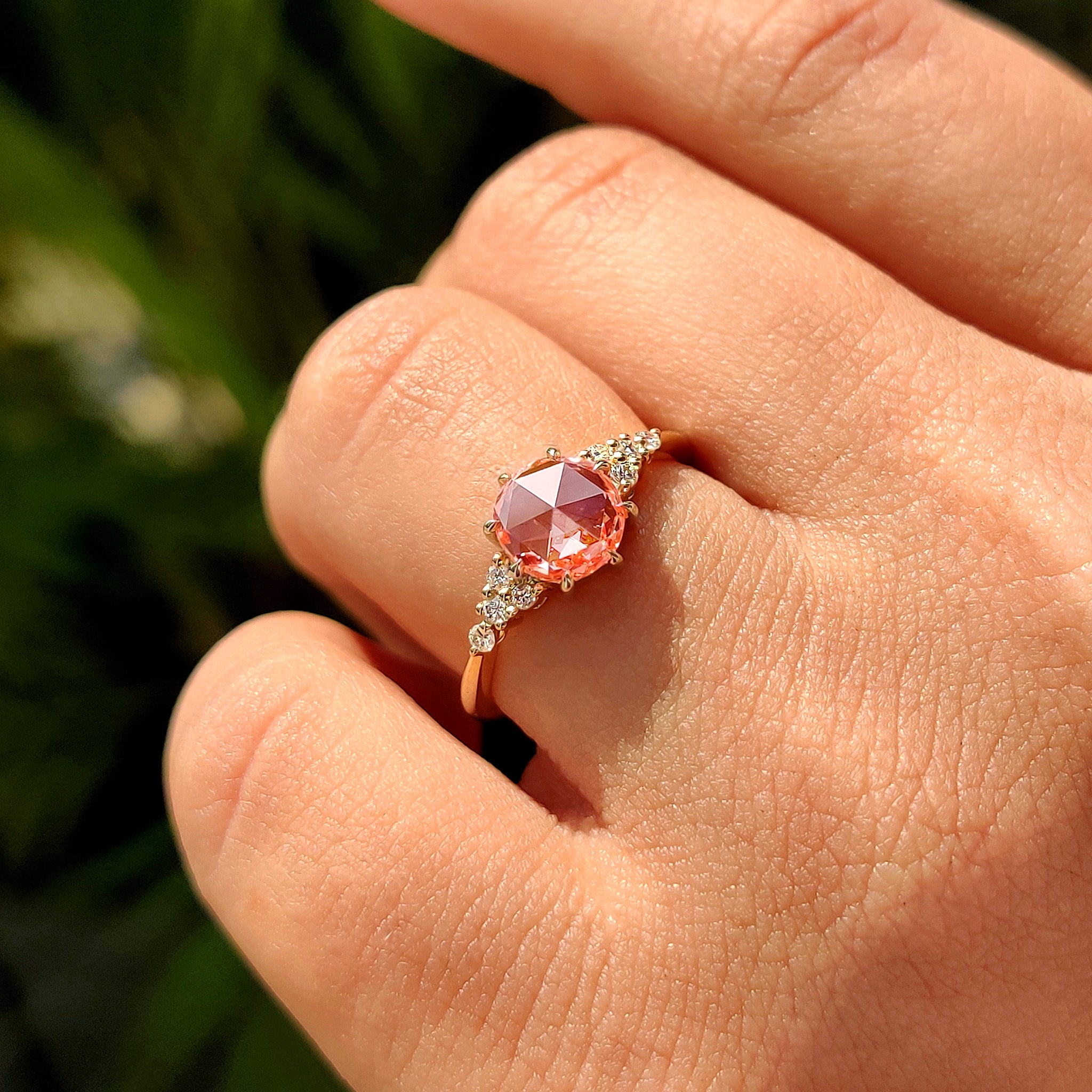 Rose Cut Pink Diamond Engagement Ring With Muse Setting Secondary image