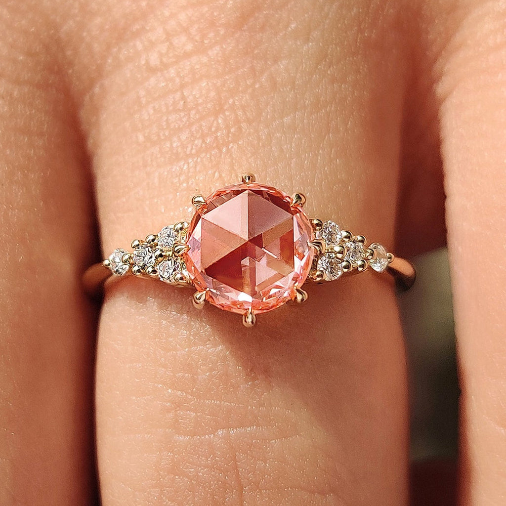 Rose Cut Pink Diamond Engagement Ring With Muse Setting