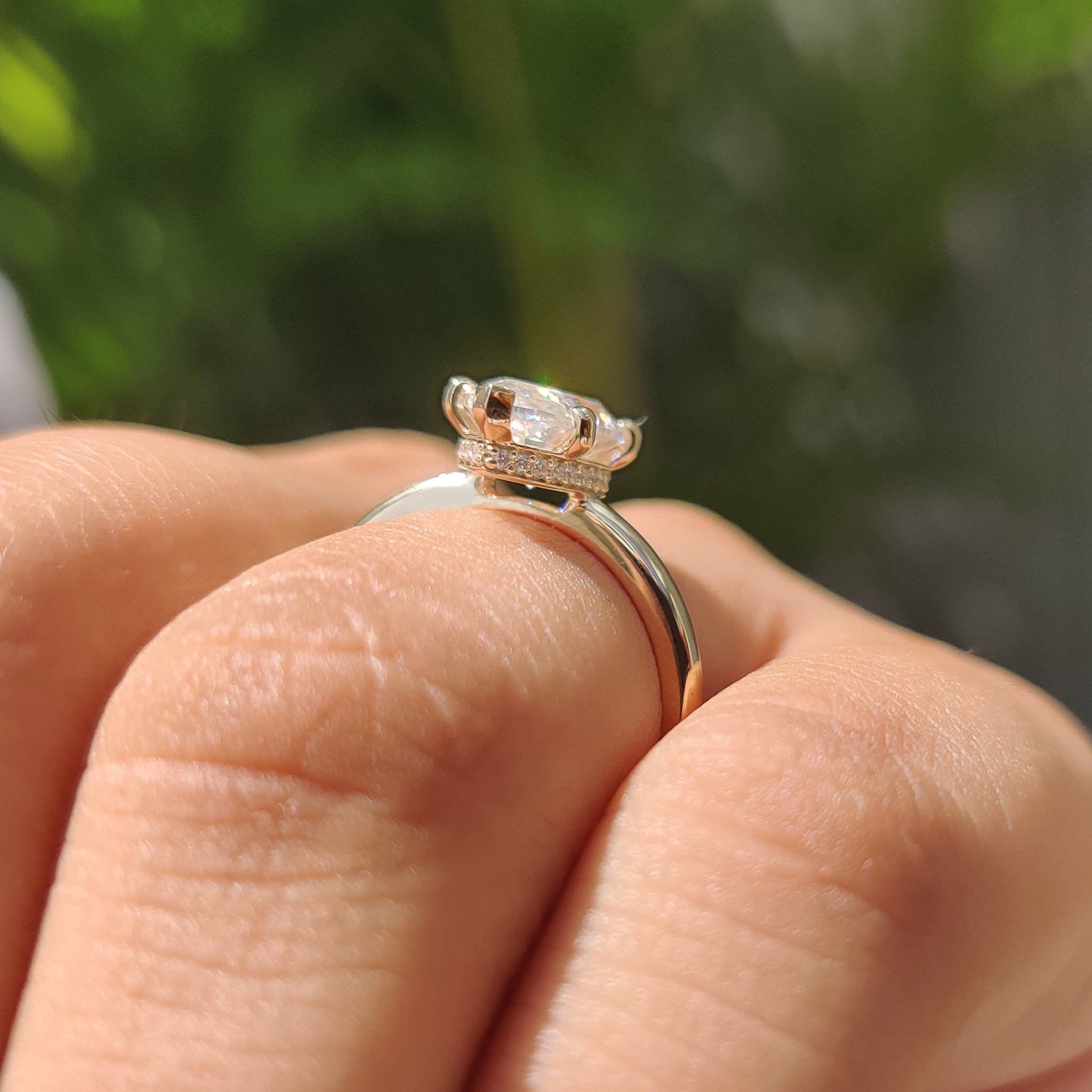 Moissanite Marquise Ring With Hidden Halo Style Secondary image