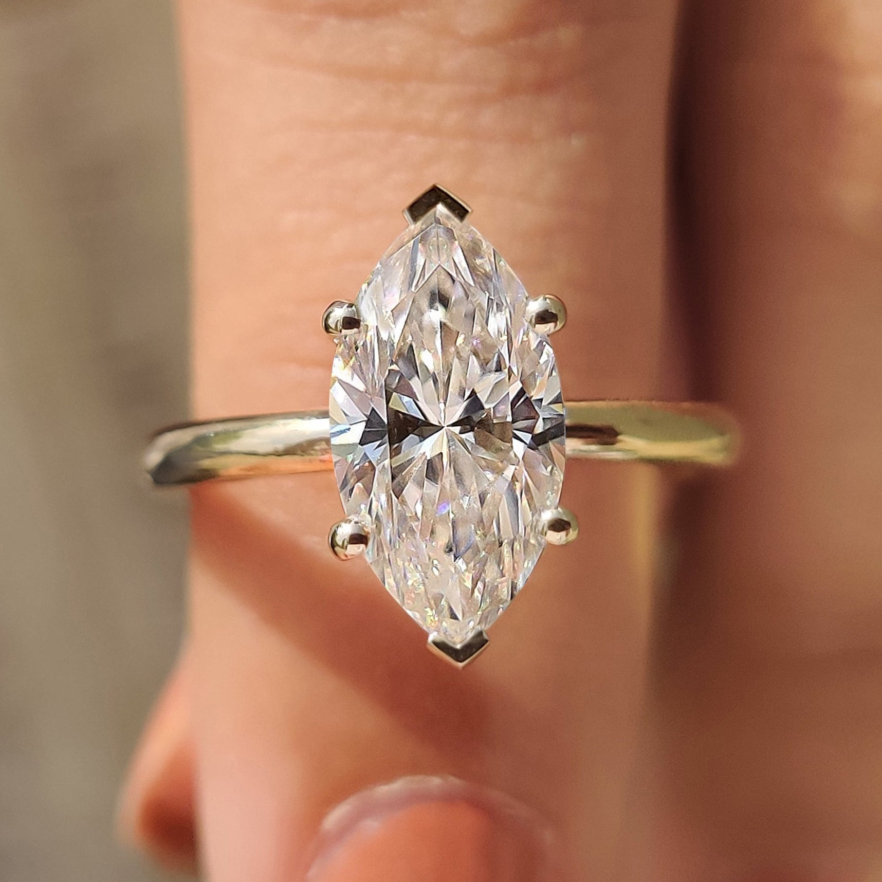 Moissanite Marquise Ring With Hidden Halo Style Main image