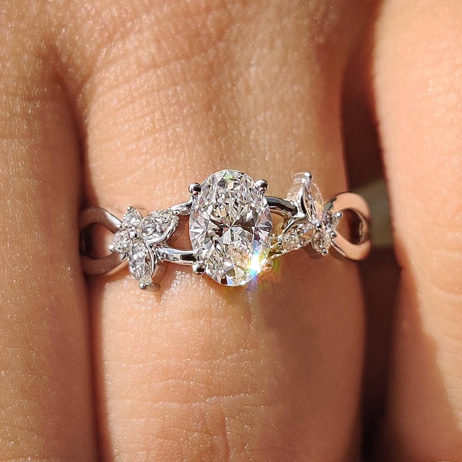 Nature Inspired Oval Cut Engagement Ring Main image