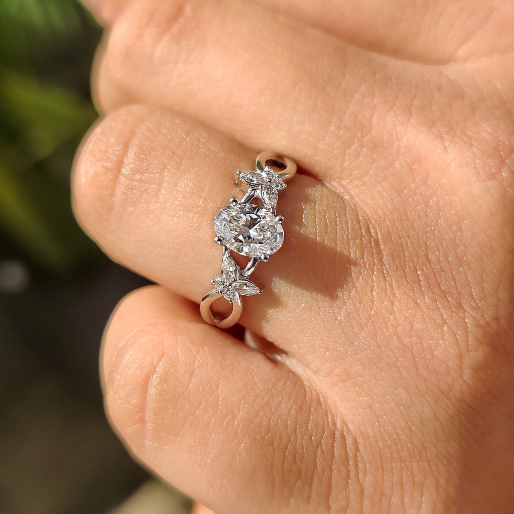 Nature Inspired Oval Cut Engagement Ring