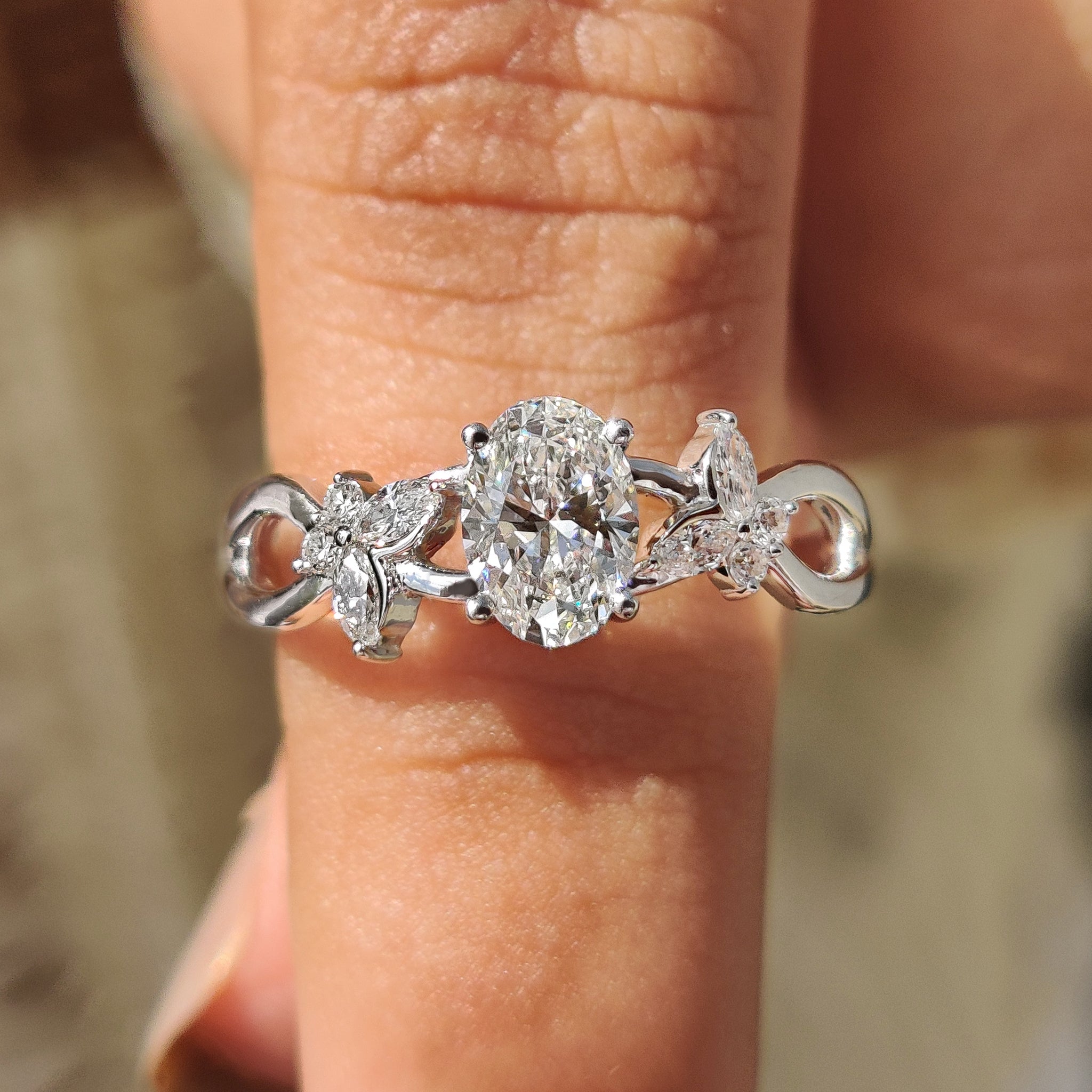Nature Inspired Oval Cut Engagement Ring