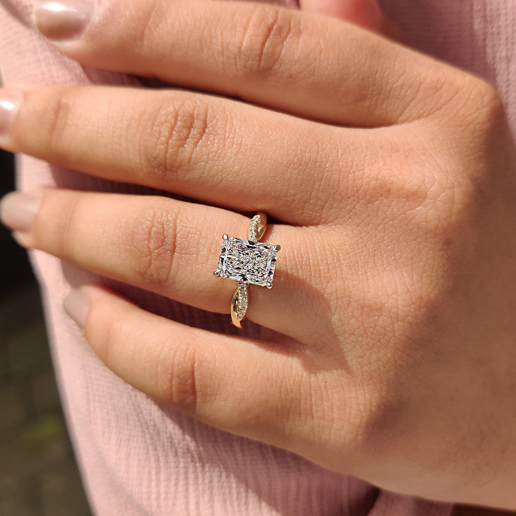 Radiant Cut Engagement Ring In Twisted Shank Set