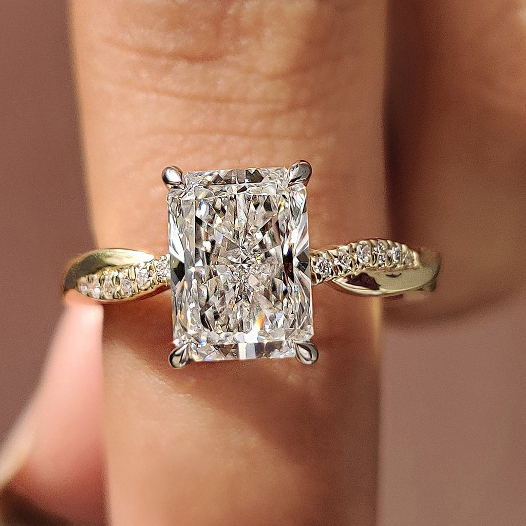 Radiant Cut Engagement Ring In Twisted Shank Set