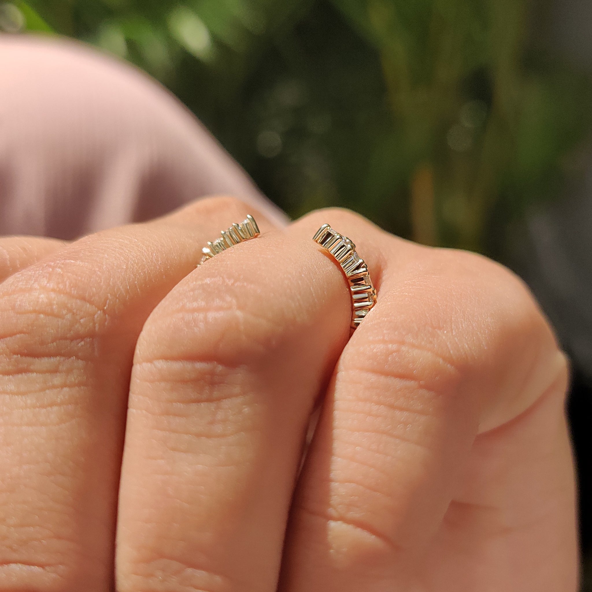 Open Wedding Ring With Marquise and Round Cut Diamond