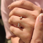 Open Wedding Ring With Marquise and Round Cut Diamond