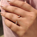 Open Wedding Ring With Marquise and Round Cut Diamond