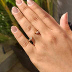 Open Wedding Ring With Marquise and Round Cut Diamond