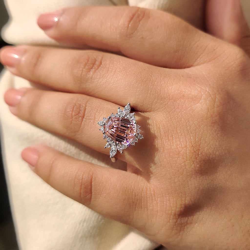 Shield Cut Pink Gemstone Ring