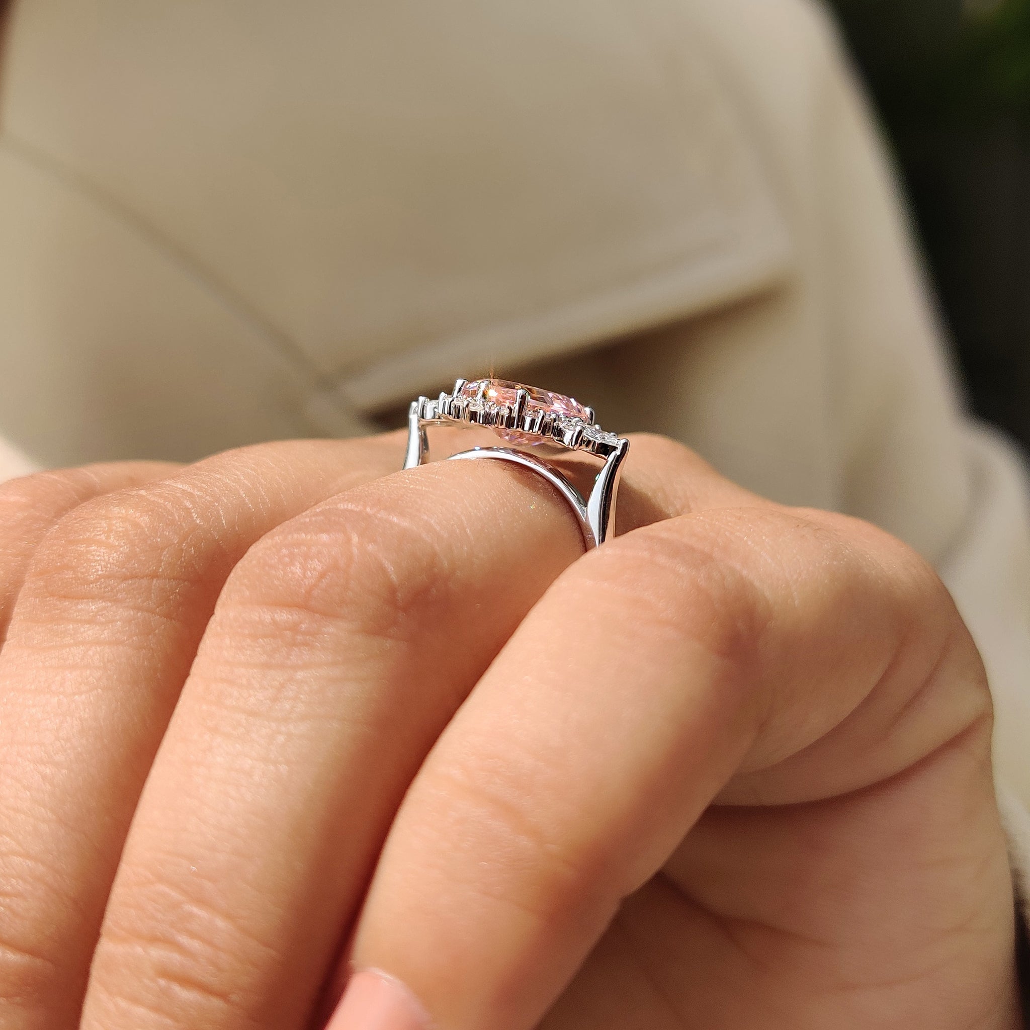 Shield Cut Pink Gemstone Ring