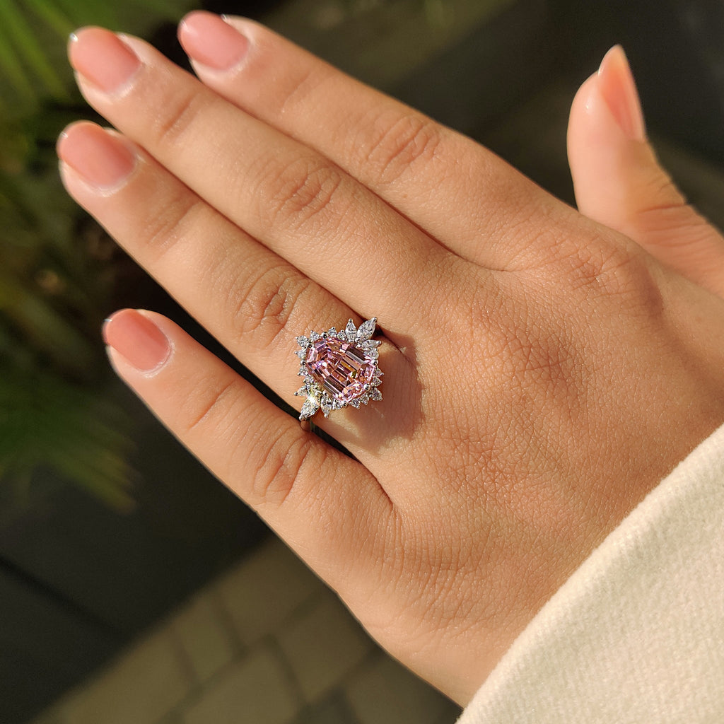 Shield Cut Pink Gemstone Ring