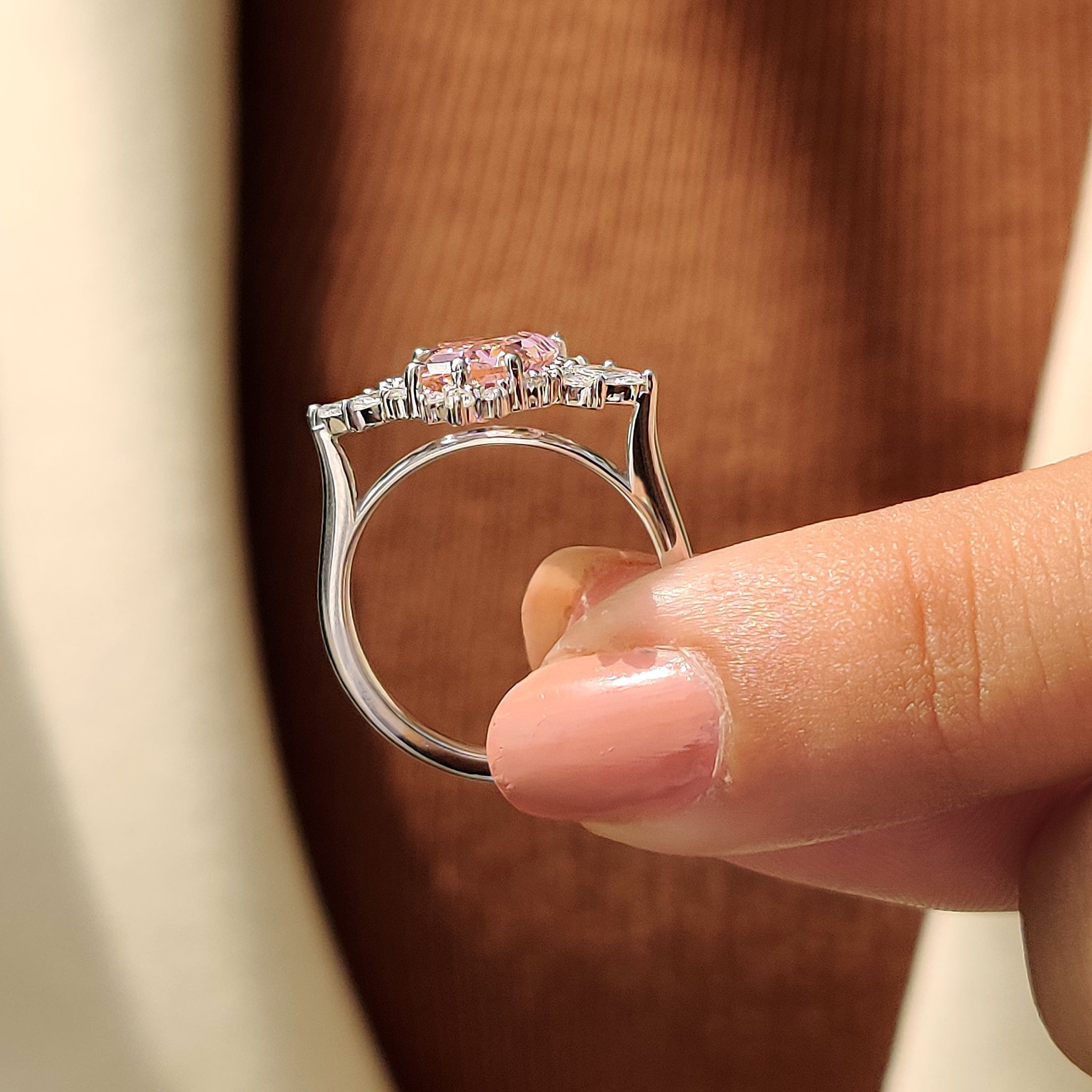 Shield Cut Pink Gemstone Ring