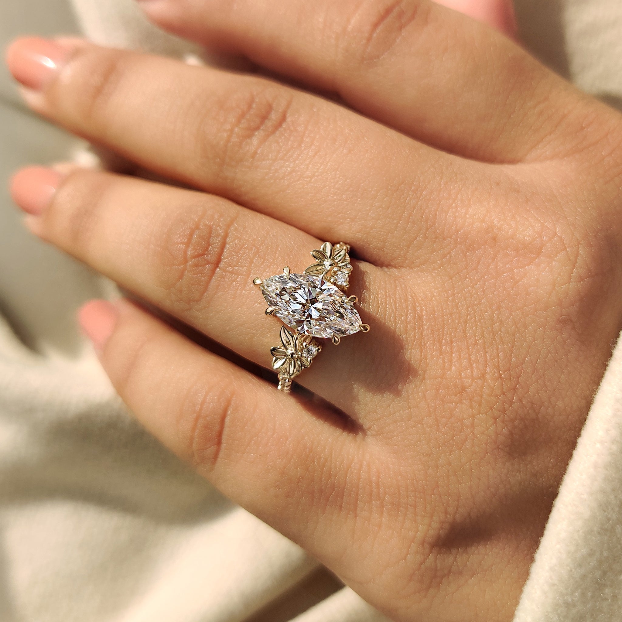 Nature Inspired Art Deco Marquise Ring Secondary image