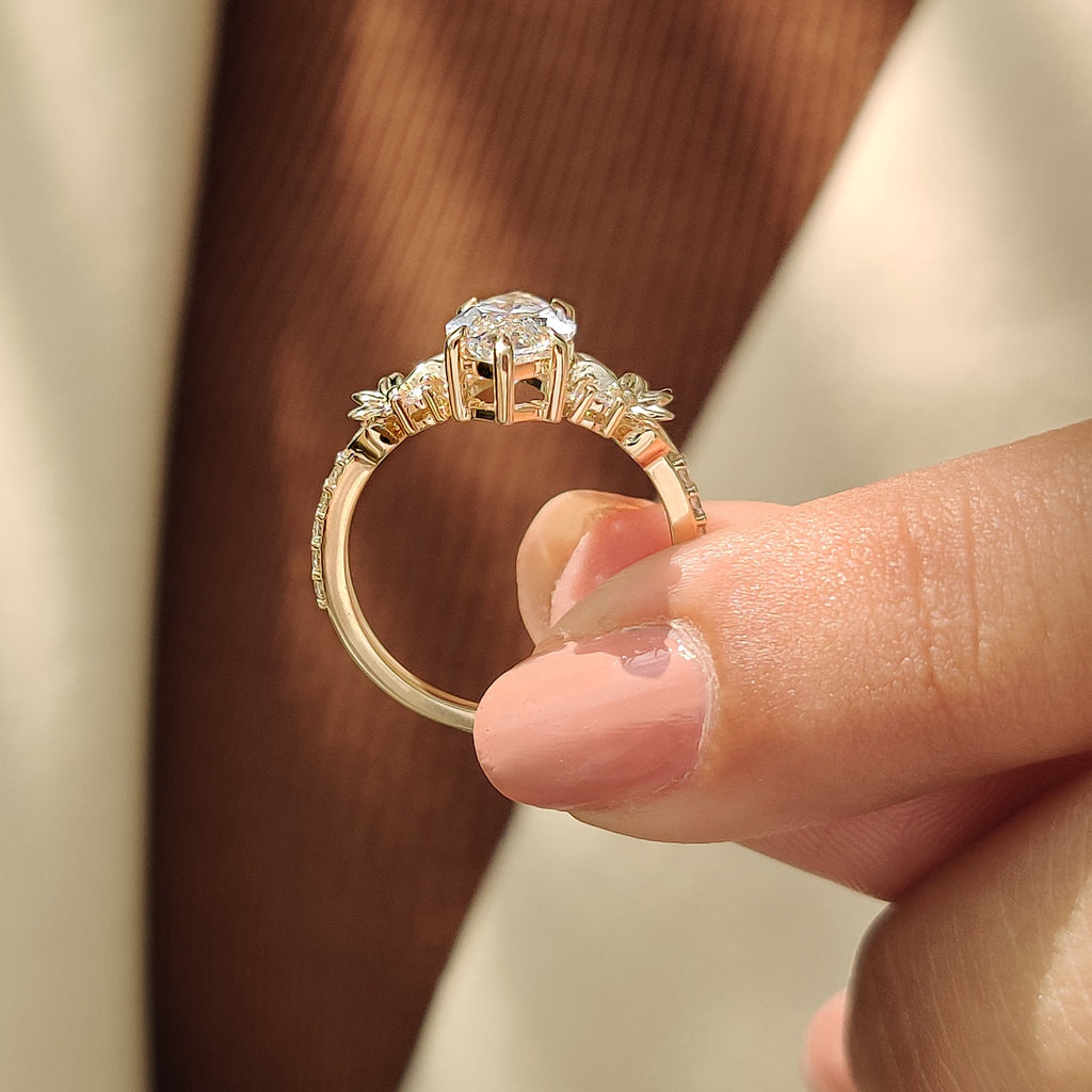 Nature Inspired Art Deco Marquise Ring