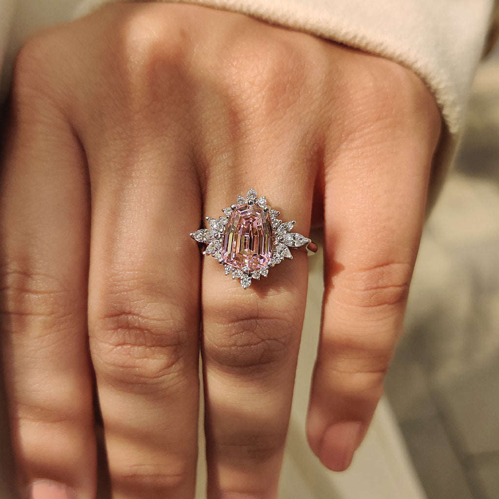 Shield Cut Pink Gemstone Ring