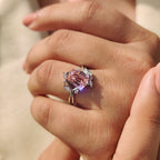 Shield Cut Pink Gemstone Bypass Engagement Ring