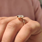 Gold Marquise Engagement Ring With Tapered Shank Band
