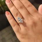 Gold Marquise Engagement Ring With Tapered Shank Band