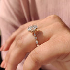 Oval Pave Engagement Ring Featuring Marquise Pave Band