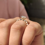 Oval Pave Engagement Ring Featuring Marquise Pave Band