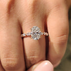 Oval Pave Engagement Ring Featuring Marquise Pave Band