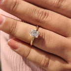 Emerald Cut Solitaire Ring In Basket Design