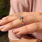 Emerald Cut Solitaire Ring In Basket Design