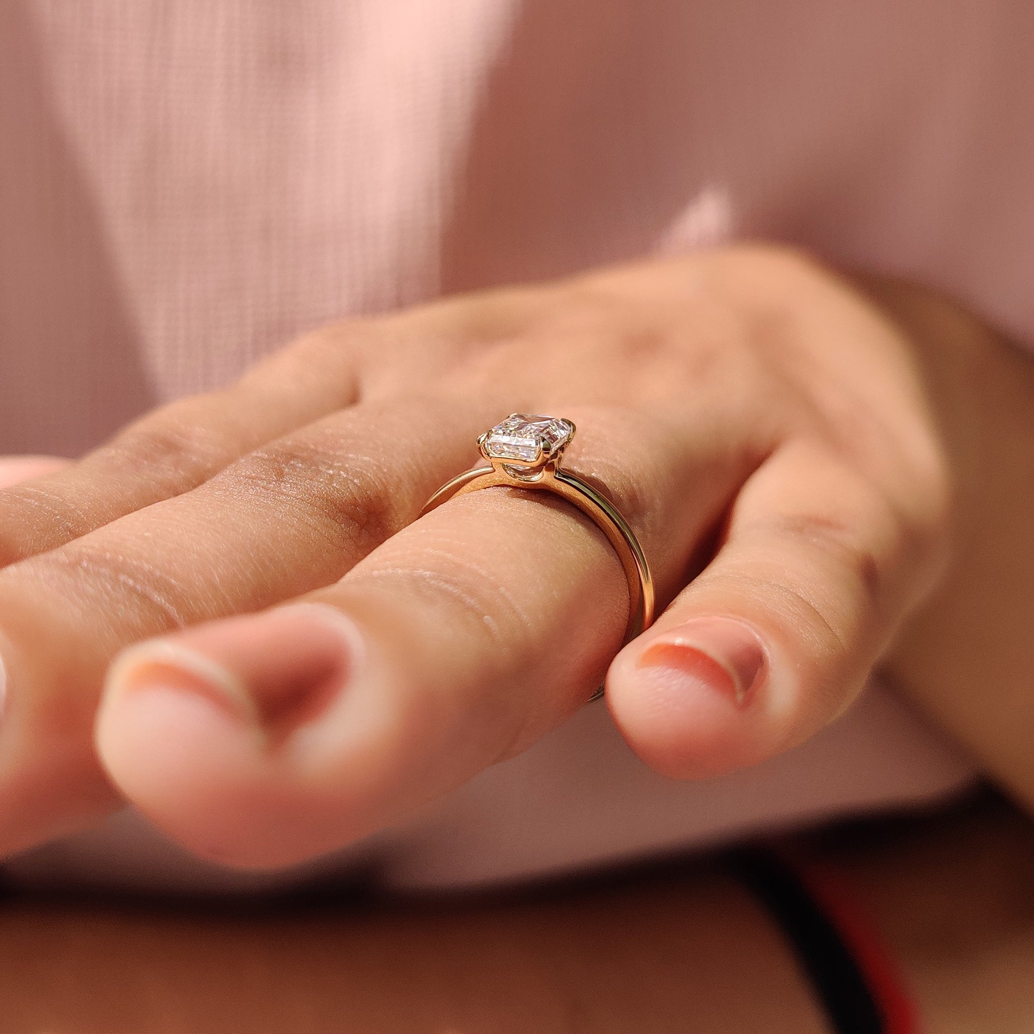 Emerald Cut Solitaire Ring In Basket Design Secondary image