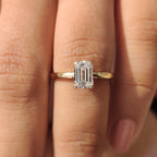 Emerald Cut Solitaire Ring In Basket Design