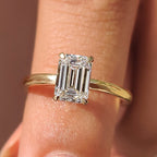 Emerald Cut Solitaire Ring In Basket Design