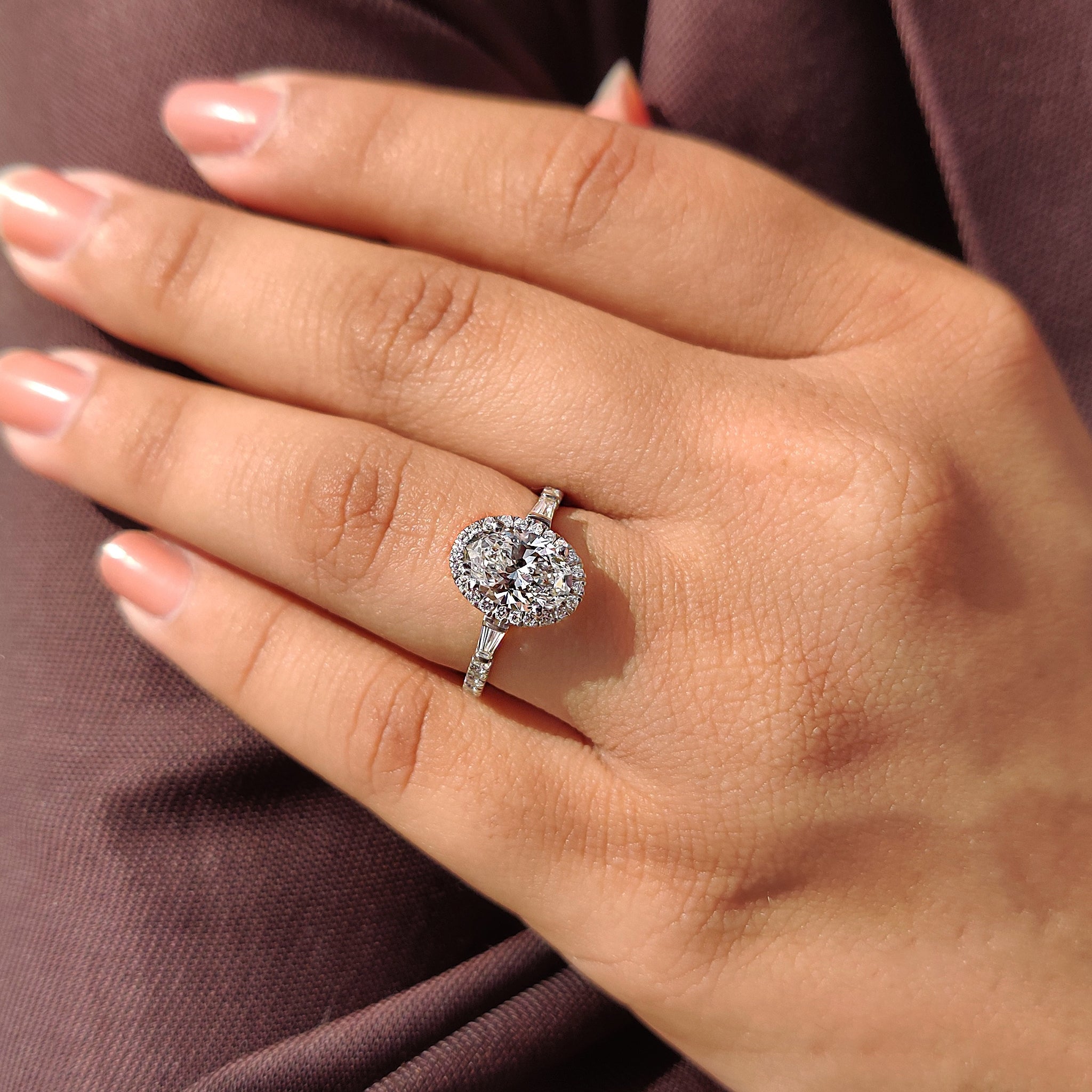 Oval Cut Engagement Ring With Tapered Baguette Side Stone Secondary image