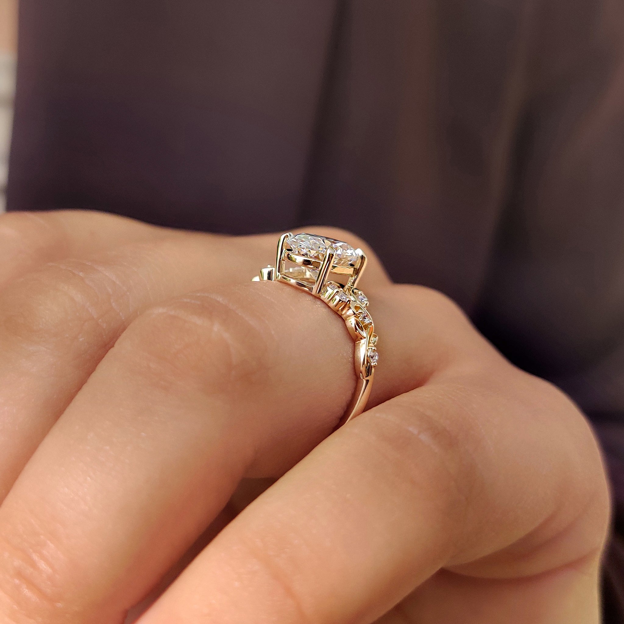Oval Shaped Engagement Ring In Nature Inspired Style