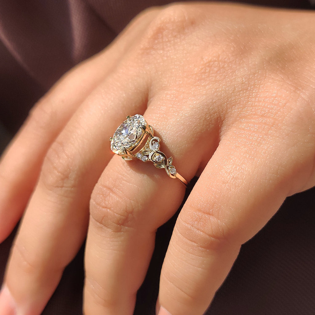Oval Shaped Engagement Ring In Nature Inspired Style