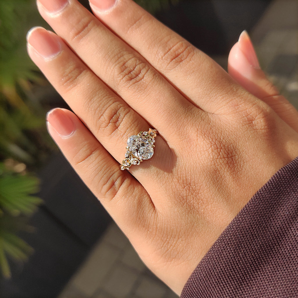 Oval Shaped Engagement Ring In Nature Inspired Style