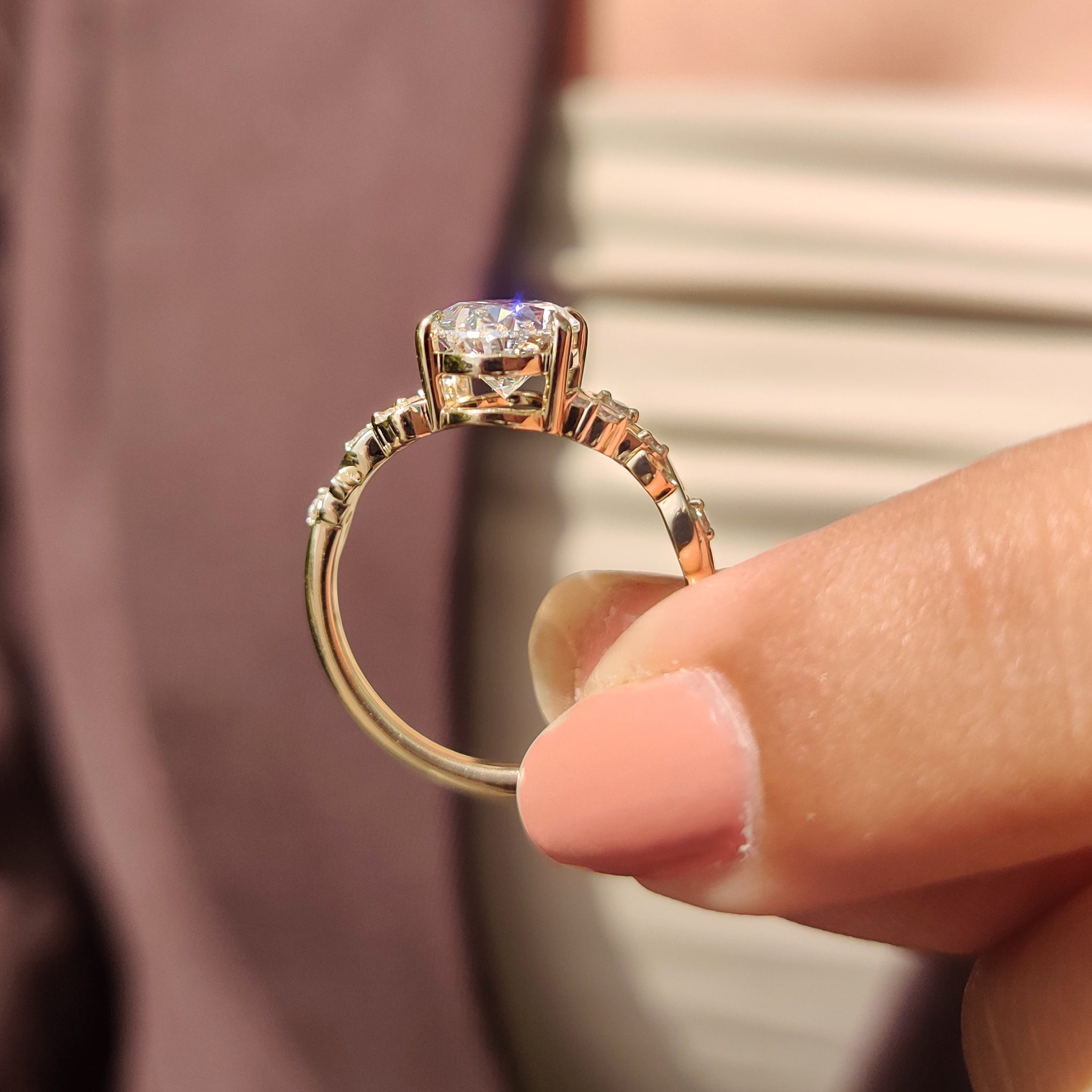 Oval Shaped Engagement Ring In Nature Inspired Style