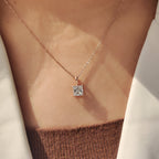 Princess Cut Diamond Pendant In Solitaire Style