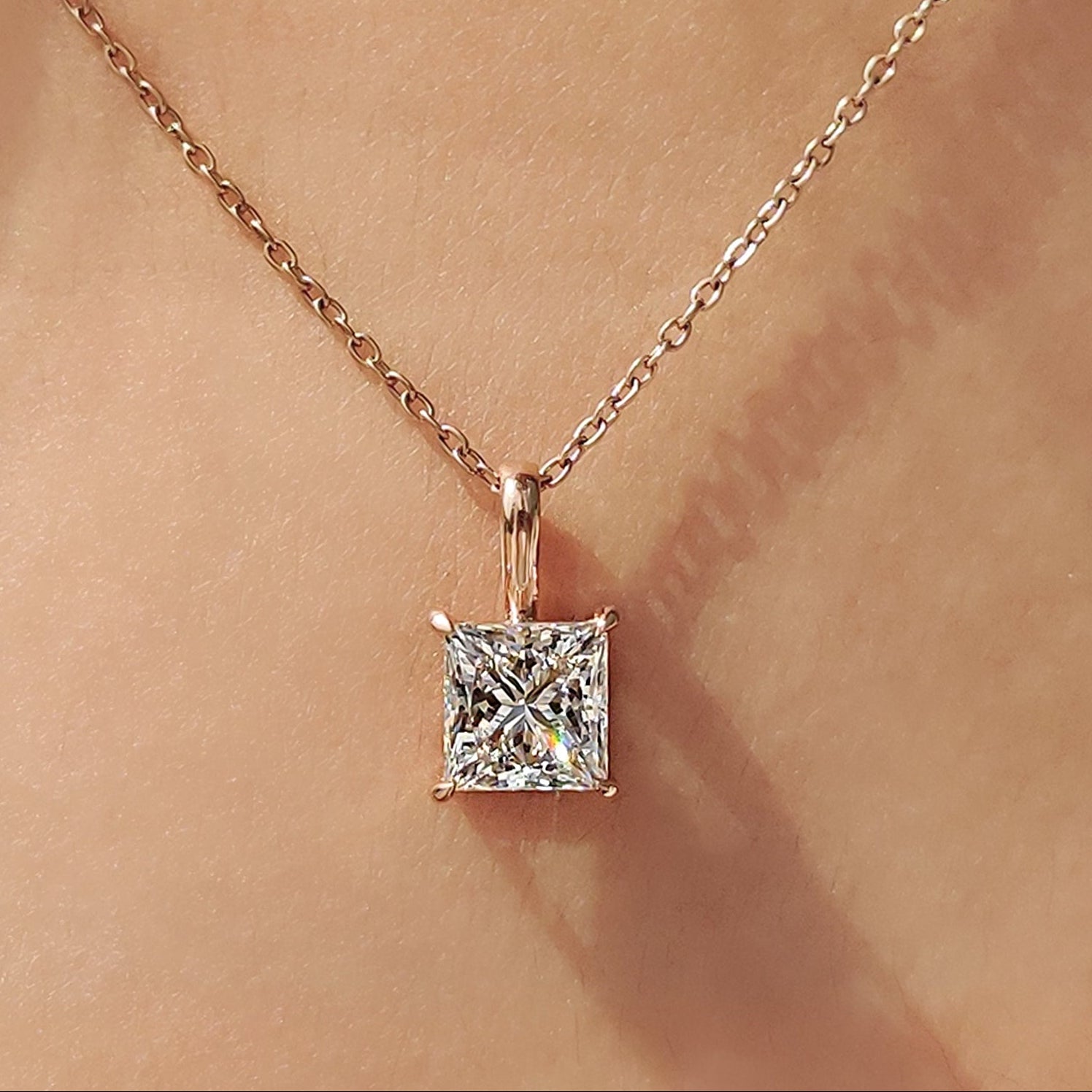 Princess Cut Diamond Pendant In Solitaire Style Main image
