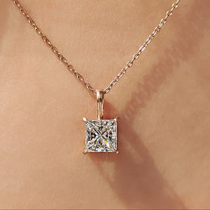 Princess Cut Diamond Pendant In Solitaire Style