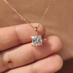 Princess Cut Diamond Pendant In Solitaire Style